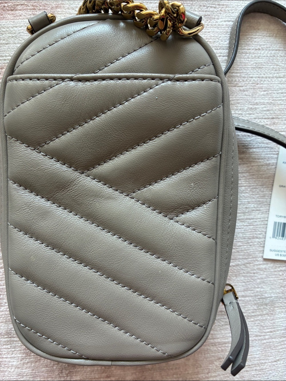 Tory Burch Kira Crossbody Phone Bag Gray Leather - Picture 5 of 7
